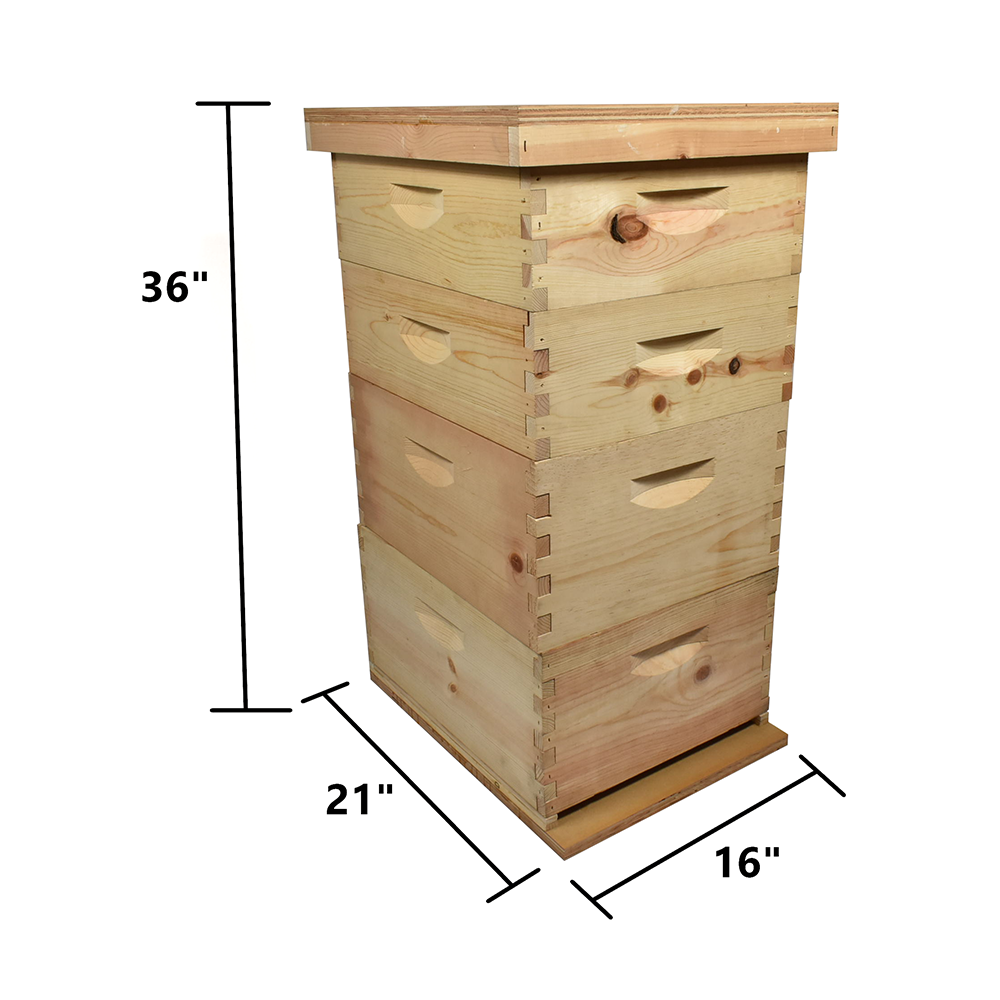 Beekeeping Double Deep Box Beehive Kit includes Frames, Foundations, Metal Queen Excluder, Brood Box, Super Box, Inner Cover, Top and Bottom - GL4STACK