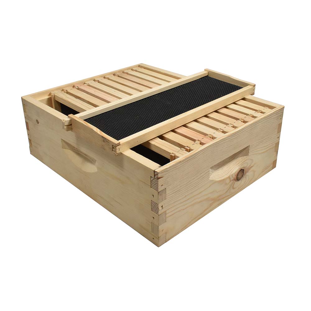 Beekeeping Beehive Kit includes 2 Frame Manual Honey Extractor, Frames, Foundations, Super Box, Uncapping Knife, Spacer, Brush, Frame Remover, Wood Handle Scraper, Decapping Roller, Stainless Steel Lifter / J-Hook Tool & Smoker