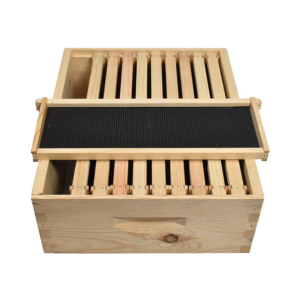 Beekeeping Beehive Kit includes 2 Frame Manual Honey Extractor, Frames, Foundations, Super Box, Uncapping Knife, Spacer, Brush, Frame Remover, Wood Handle Scraper, Decapping Roller, Stainless Steel Lifter / J-Hook Tool & Smoker