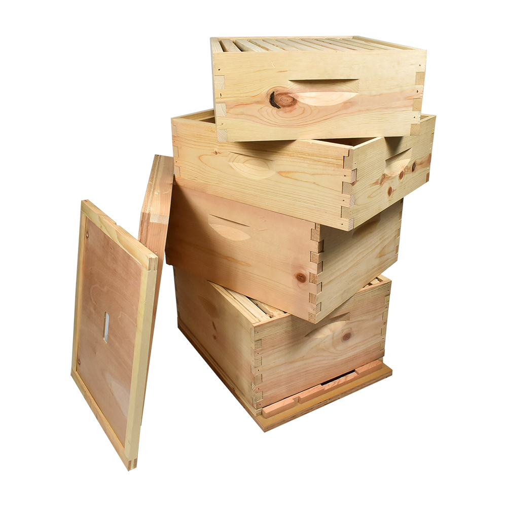 Beekeeping Complete Beehive Kit includes 2 Frame Manual Honey Extractor, Frames, Foundations, Brood Box, Super Box, Inner Cover, Top and Bottom (GLE4STACK) 