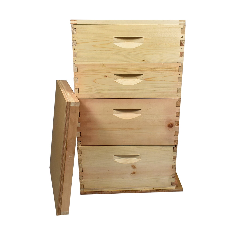  Beekeeping Complete Beehive Kit includes 2 Frame Manual Honey Extractor, Frames, Foundations, Brood Box, Super Box, Inner Cover, Top and Bottom (GLE4STACK) 