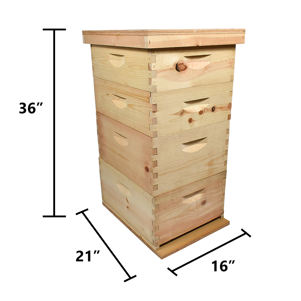  Beekeeping Complete Beehive Kit includes 2 Frame Manual Honey Extractor, Frames, Foundations, Brood Box, Super Box, Inner Cover, Top and Bottom (GLE4STACK) 