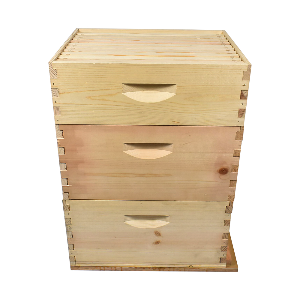 3 Tier Bee Hive Kit With 2 Deep Brood Boxes 1 Super Box and Goodland Bee Supply Two Frame Honey Extractor