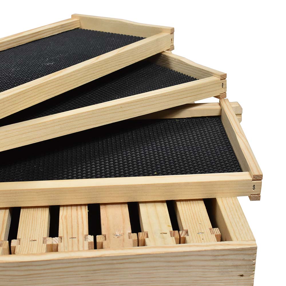 Beekeeping Complete Beehive Kit includes 2 Frame Manual Honey Extractor, Brood Box, Super Box, Frames, Foundations, Inner Cover, Top, Bottom, Uncapping Knife, Spacer, Brush, Frame Remover, Wood Handle Scraper, Decapping Roller, Stainless Steel Lifter / J-Hook Tool & Smoker