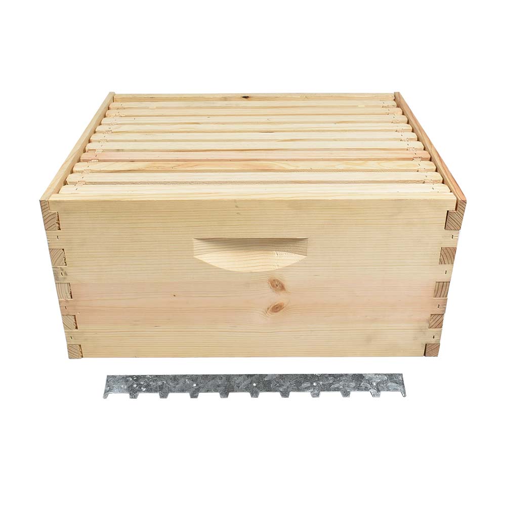 Beekeeping Complete Beehive Kit includes 2 Frame Manual Honey Extractor, Brood Box, Frames, Foundations, Inner Cover, Top, Bottom, Uncapping Knife, Spacer, Brush, Frame Remover, Wood Handle Scraper, Decapping Roller, Stainless Steel Lifter / J-Hook Tool & Smoker 
GLBSEBROODCTS1