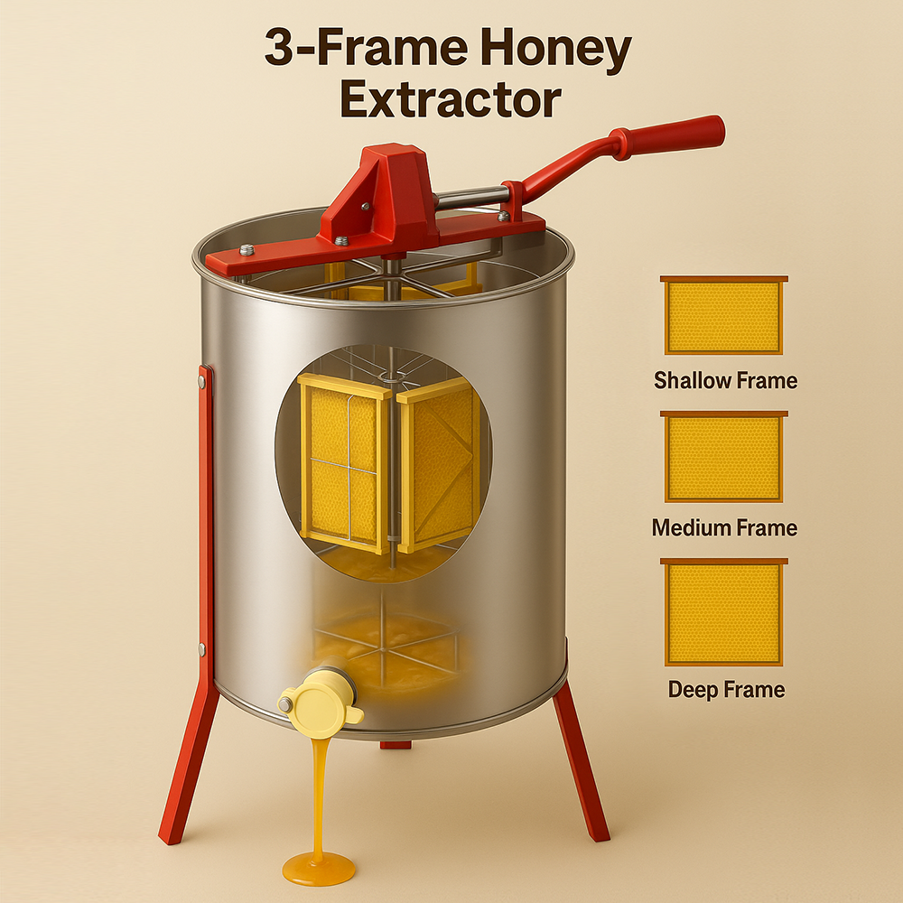 3 Frame Beekeeping 304 Stainless Steel Drum Honey Extractor With Stand - Manual