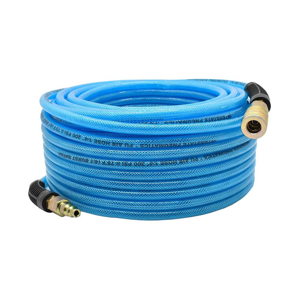 1/4" 50 ft light blue PU hose Kit with 1/4" Steel coupler and plug - W02