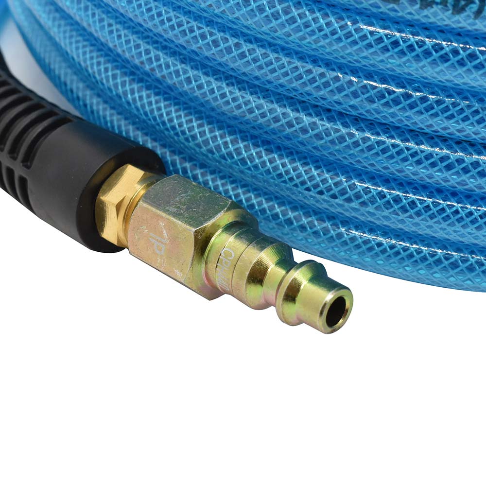 1/4" 100 ft light blue PU hose Kit with 1/4" Steel coupler and plug - W02