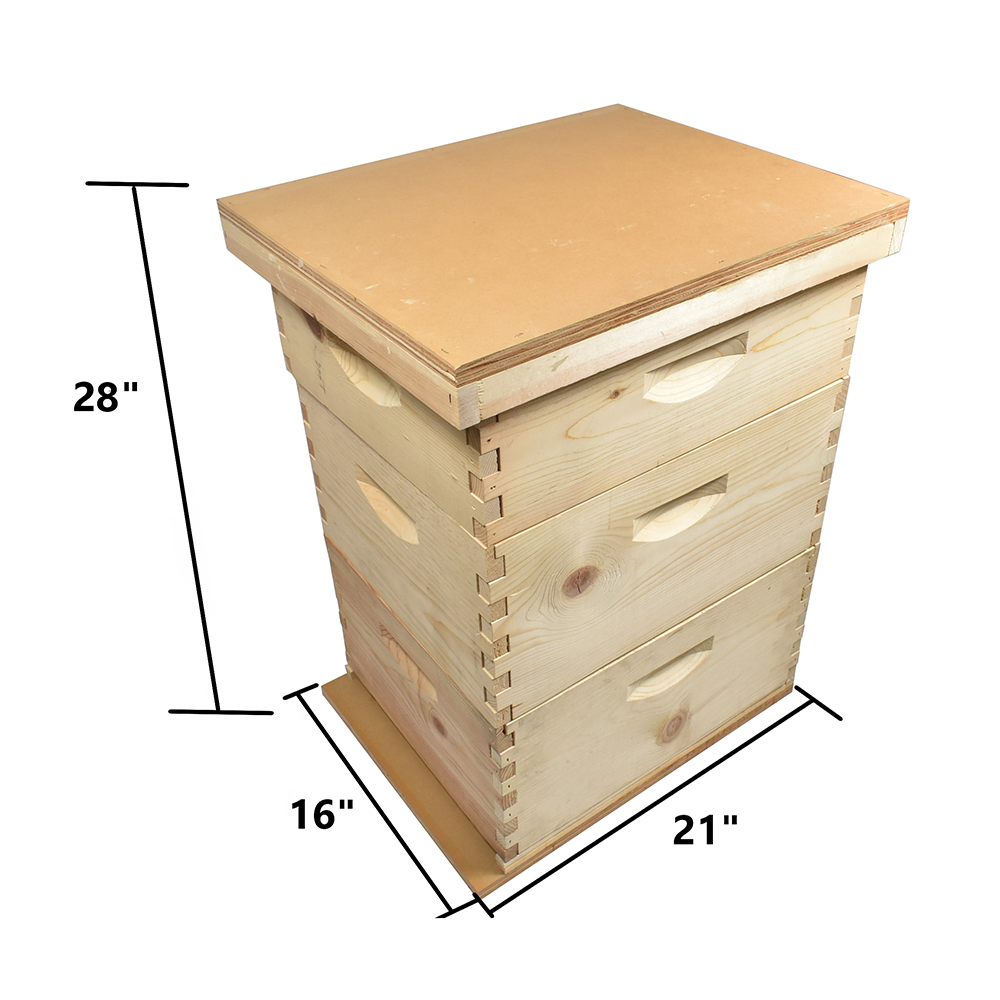  Beekeeping Double Deep Box Beehive Kit includes Frames, Foundations, Entrance Reducer, Brood Box, Super Box, Spacer, Inner Cover, Top and Bottom 
  (GL3STACK)