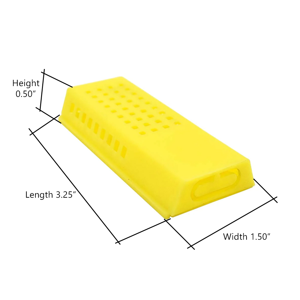 Beekeeping Queen Bee Cage Yellow Plastic - 3" x 1-1/2" x 1/2"