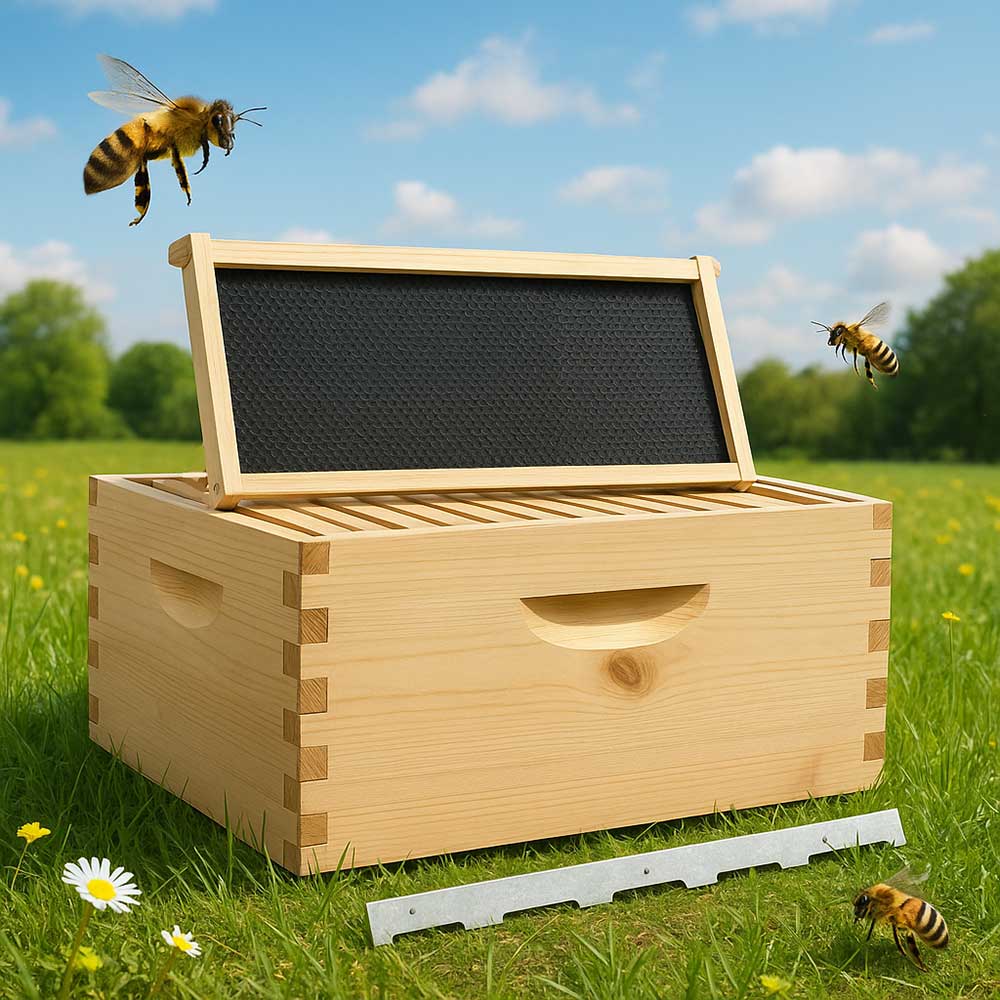  Beekeeping Beehive Super Kit includes Frames, Foundations, Metal Queen Excluder and Spacer (GLHSBOX) 