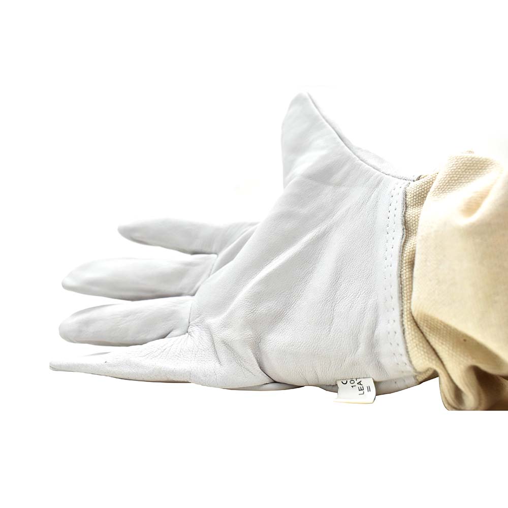Sheep Skin Beekeeping Protective Gloves with Canvas Sleeves - Large