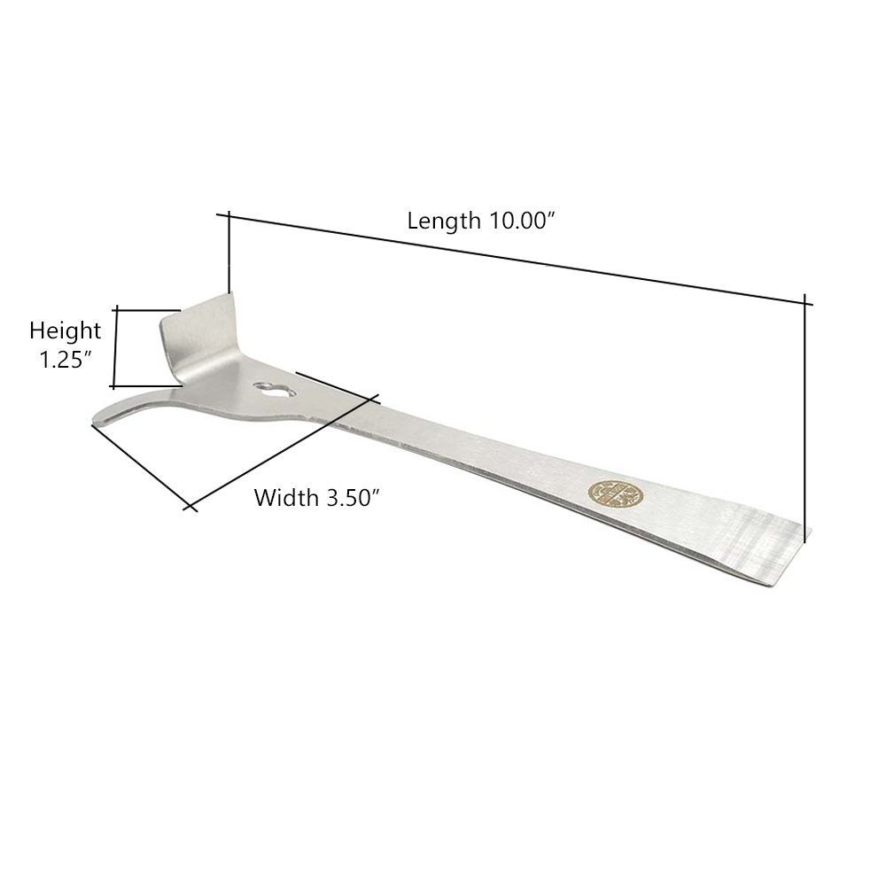 10" Stainless Steel Standard Beehive Frame Lifter and Scraper J Hook Tool