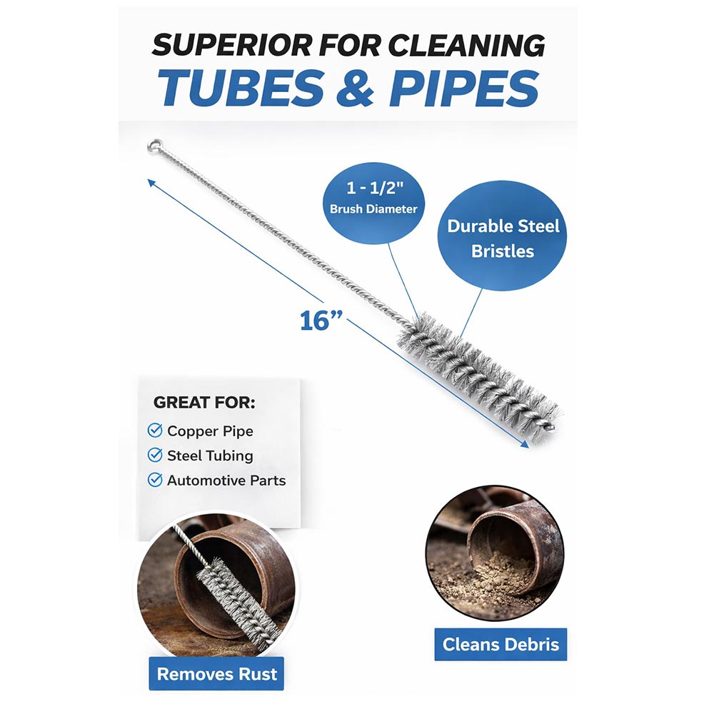 1-1/2" x 16" Stainless Steel Tube Brush