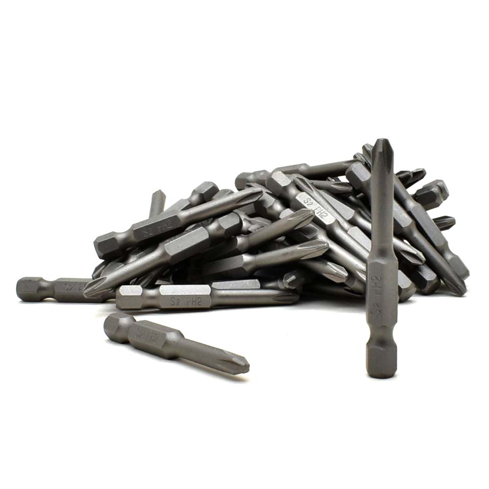 25 Display Pack - 2# Phillips Head Power Screwdriver Bits - 2 Inch Long - 4.5mm Dia
