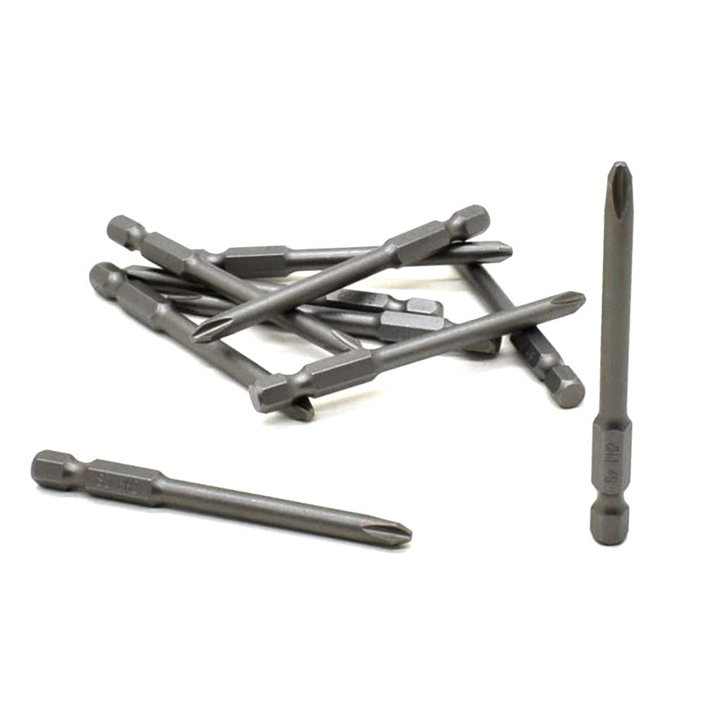 10 Display Pack - 2# Phillips Head Power Screwdriver Bits - 3 Inch Long - 5mm Dia