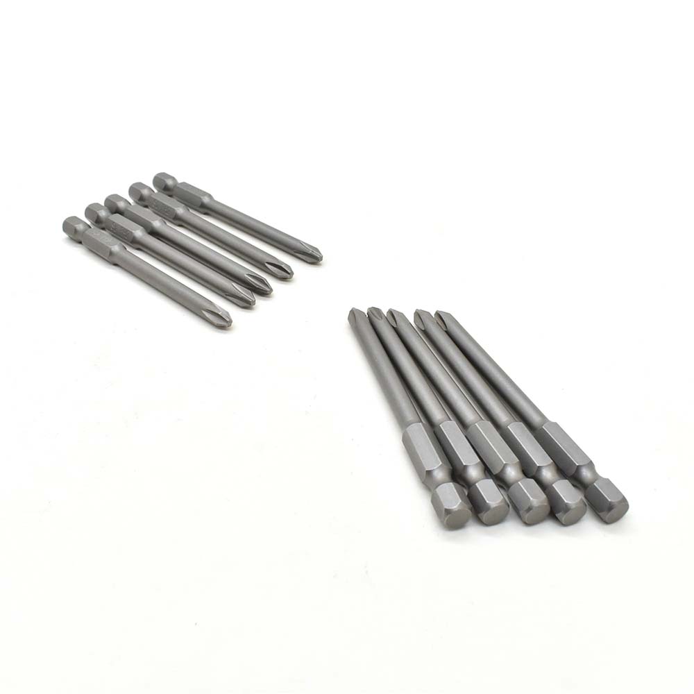 10 Display Pack - 2# Phillips Head Power Screwdriver Bits - 3 Inch Long - 5mm Dia