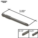 10 Display Pack - 2# Phillips Head Power Screwdriver Bits - 3 Inch Long - 5mm Dia
