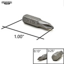 10 Display Pack - 1# Phillips Head Power Screwdriver Bits - 1 Inch Long
