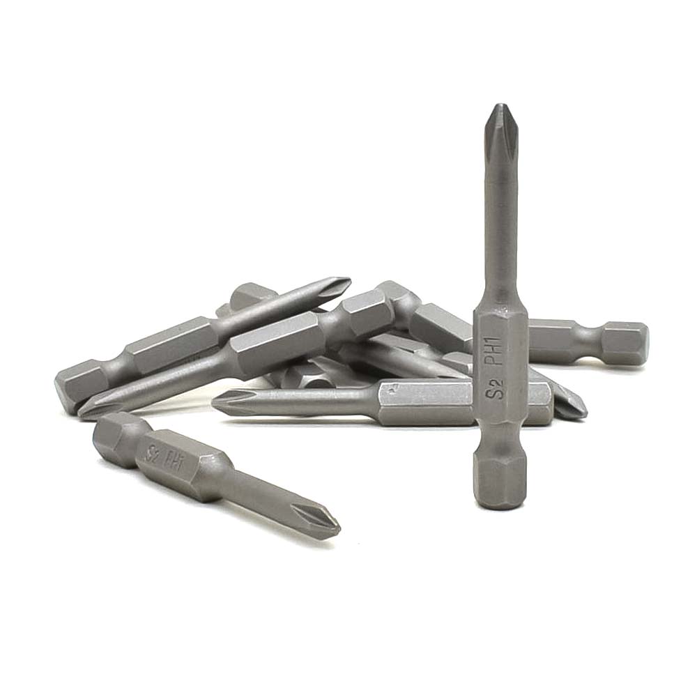 10 Display Pack - 1# Phillips Head Power Screwdriver Bits - 2 Inch Long - 4mm Dia
