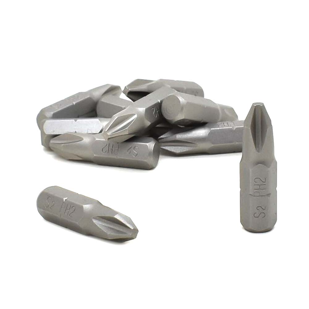 10 Display Pack - 2# Phillips Head Power Screwdriver Bits - 1 Inch Long