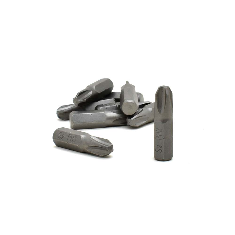 10 Display Pack - 3# Phillips Head Power Screwdriver Bits - 1 Inch Long