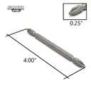 25 Bulk - 2# Phillips Double End Screwdriver Bits - 4" Long