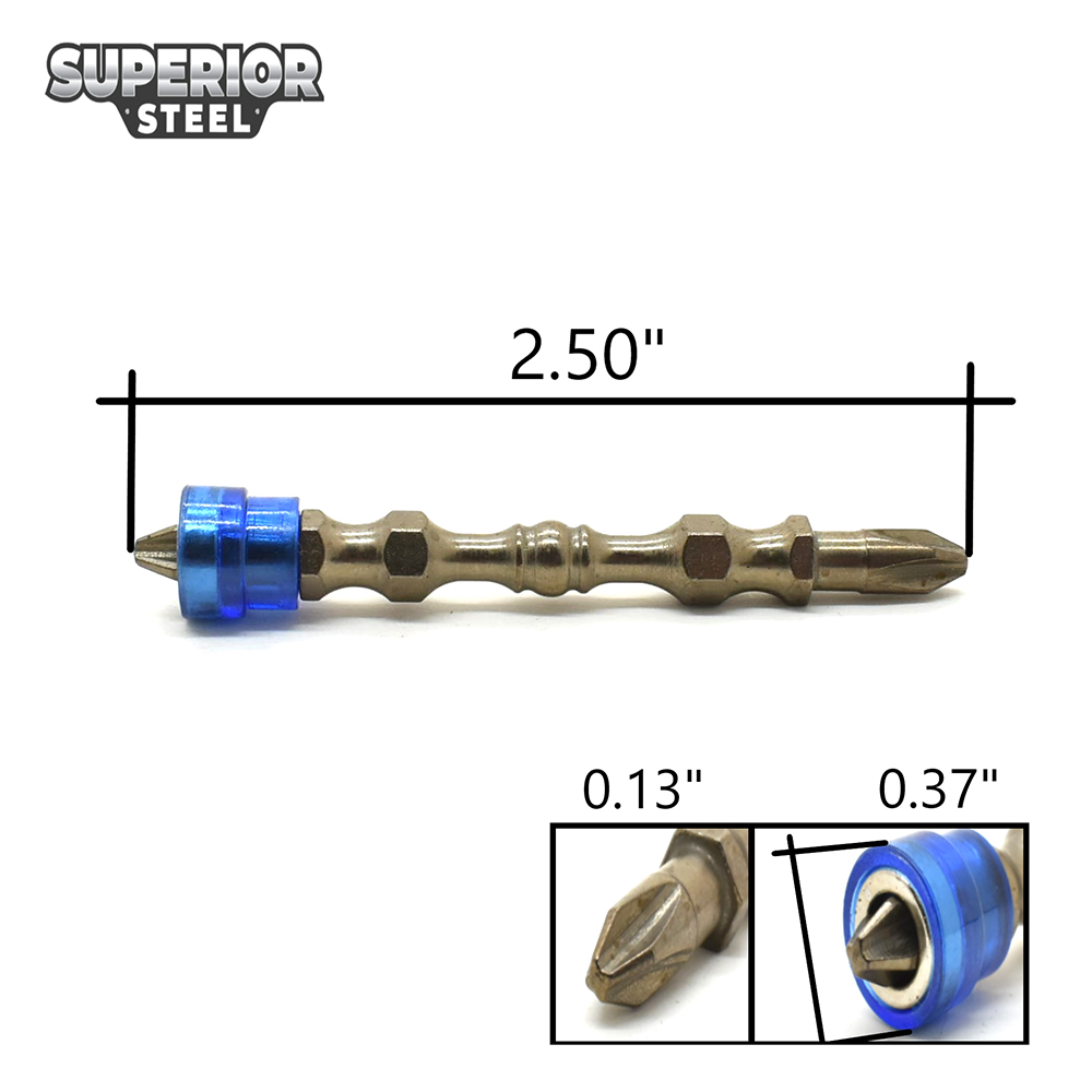 10 Display Pack - PH2 Double Head 
Phillips High Torque Magnetic Power Screwdriver Bits - 2.5 Inch Long