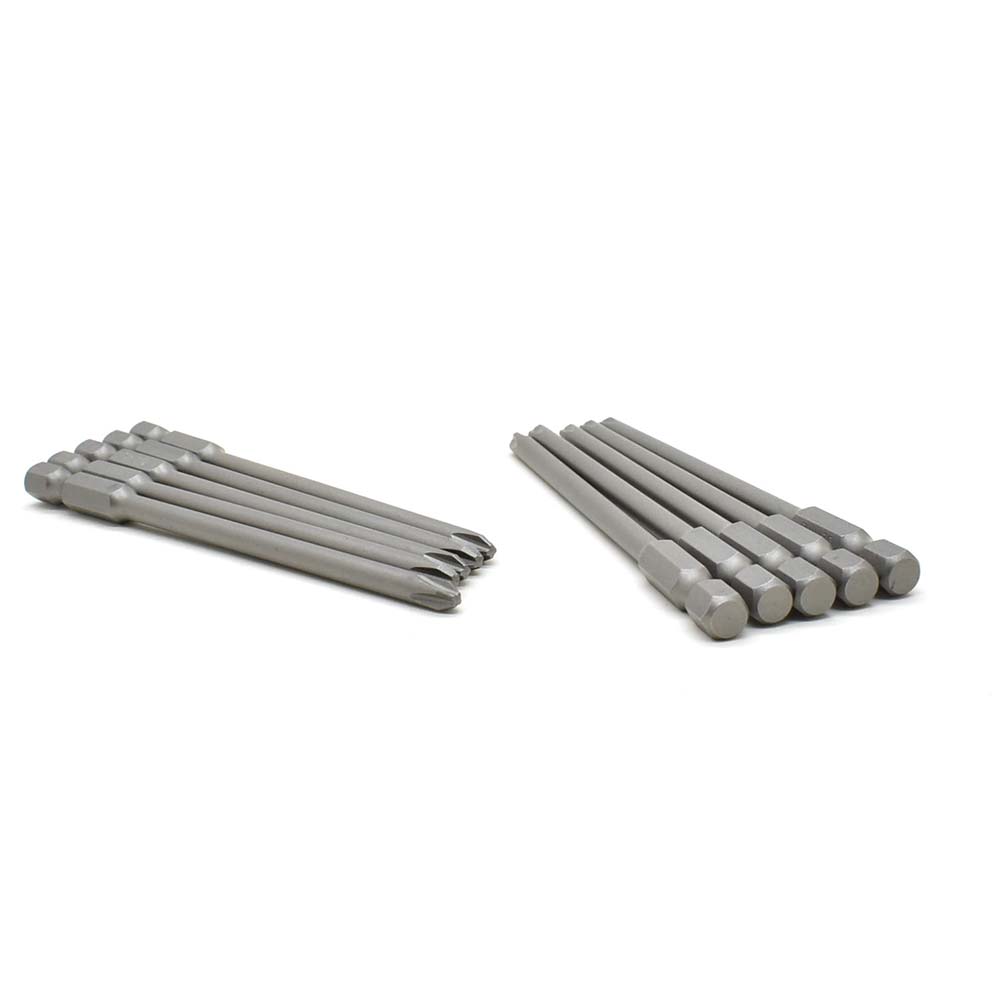 10 Display Pack - 2# Phillips Head Power Screwdriver Bits - 4 Inch Long - 4.5mm Dia