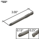 10 Display Pack - 1# Phillips Head Power Screwdriver Bits - 3 Inch Long - 4.5mm Dia