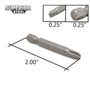25 Display Pack - 3# Phillips Head Power Screwdriver Bits - 2 Inch Long - 6mm Dia
