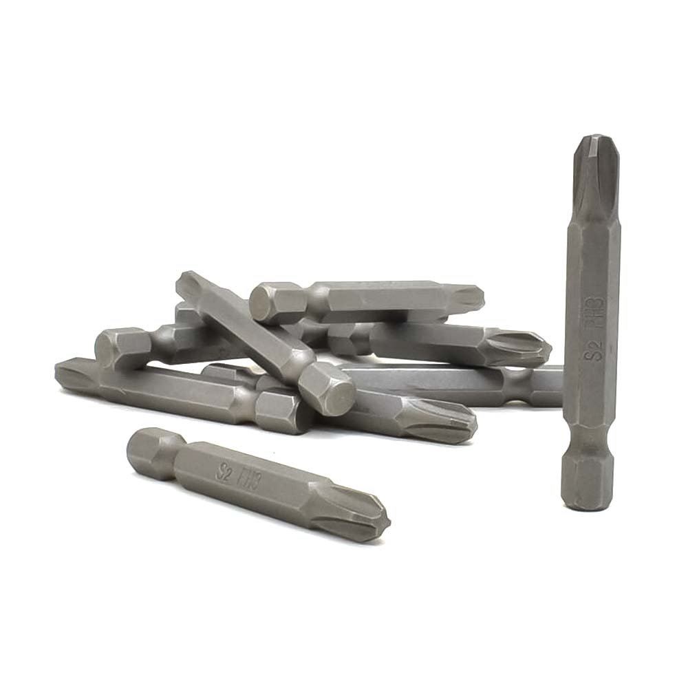 10 Display Pack - 3# Phillips Head Power Screwdriver Bits - 2 Inch Long - 6mm Dia