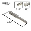 25 Display Pack - 1# Phillips Head Power Screwdriver Bits - 2 Inch Long - 4mm Dia