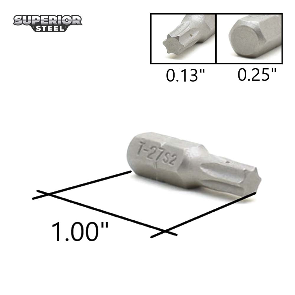 50 Display Pack - T27 Single End Torx Screwdriver Bits - 1 Inch Long