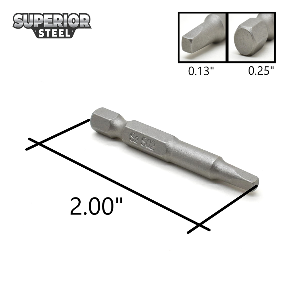 25 Display Pack - 2# Square Recess Screwdriver Bits - 2 Inch Long