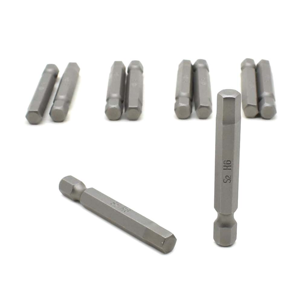 10 Display Pack - Single End Hexagonal Screwdriver Bits - 2 Inch Long - 6mm Hex