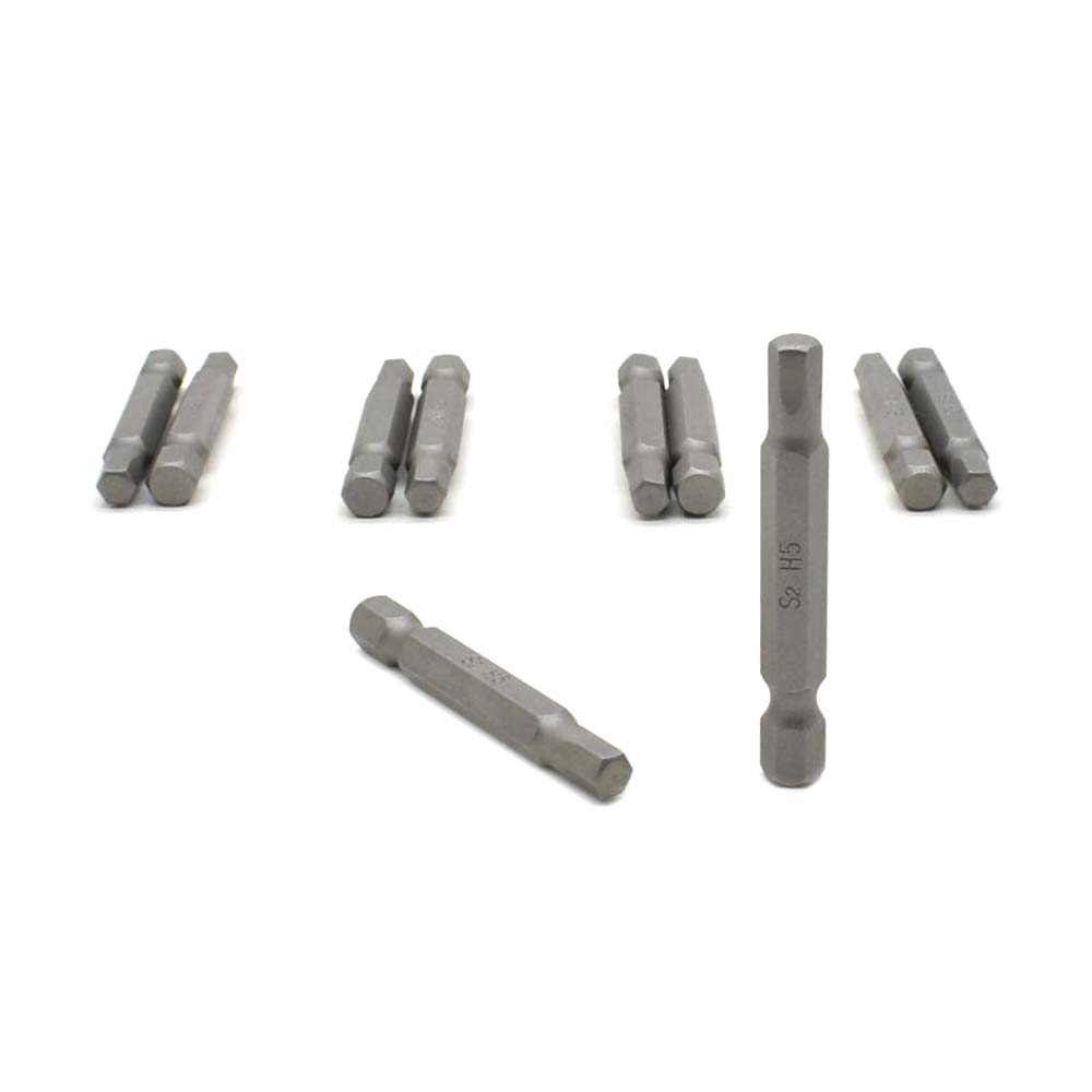 10 Display Pack - Single End Hexagonal Screwdriver Bits - 2 Inch Long - 5mm Hex
