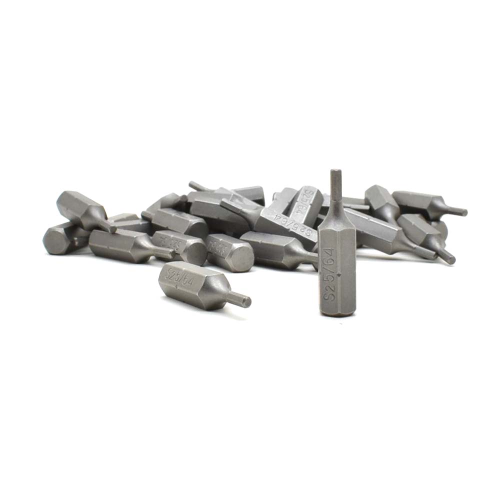 50 Display Pack - Single End Hexagonal Screwdriver Bits - 1 Inch Long - 5/64 Hex