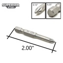 25 Display Pack - 1# Single End Pozidriv Screwdriver Bits - 2 Inch Long