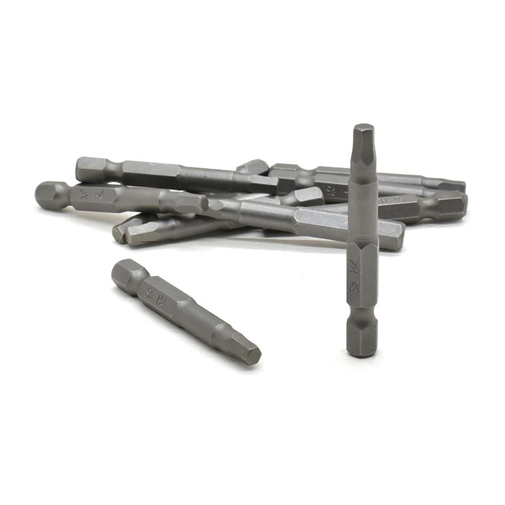 10 Display Pack - Single End Hexagonal Screwdriver Bits - 2 Inch Long - 4mm Hex