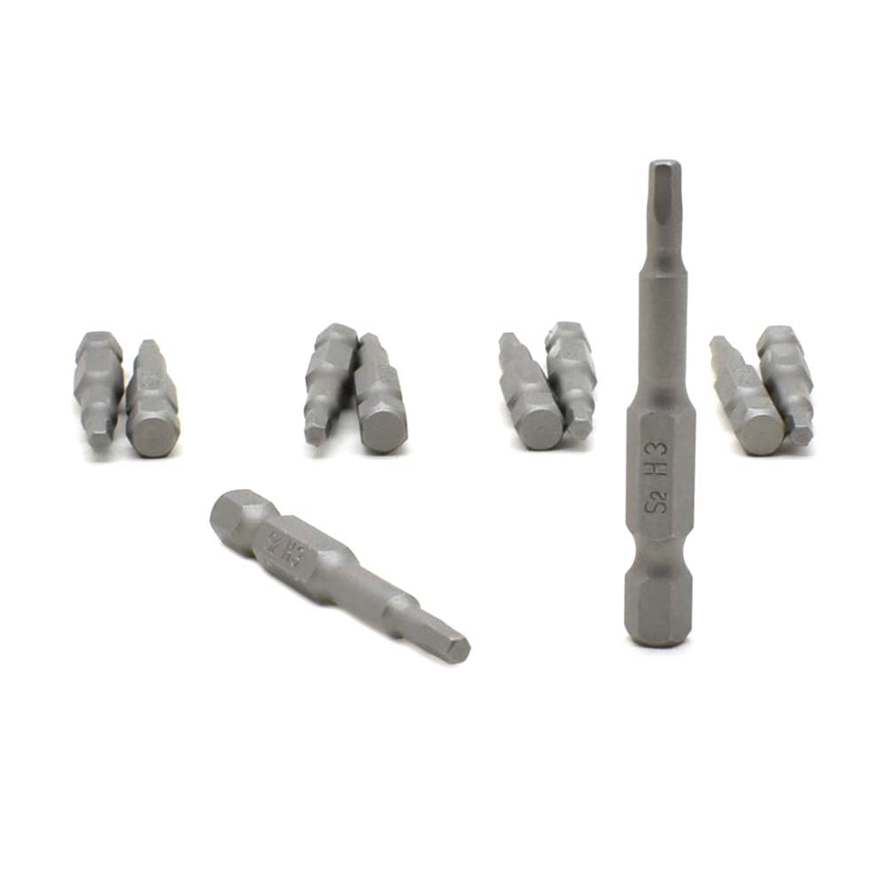 10 Display Pack - Single End Hexagonal Screwdriver Bits - 2 Inch Long - 3mm Hex