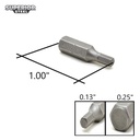 10 Display Pack - Single End Hexagonal Screwdriver Bits - 1 Inch Long - 9/64 Hex