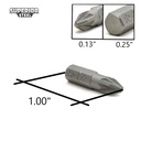 50 Display Pack - 2# Single End Pozidriv Screwdriver Bits - 1 Inch Long