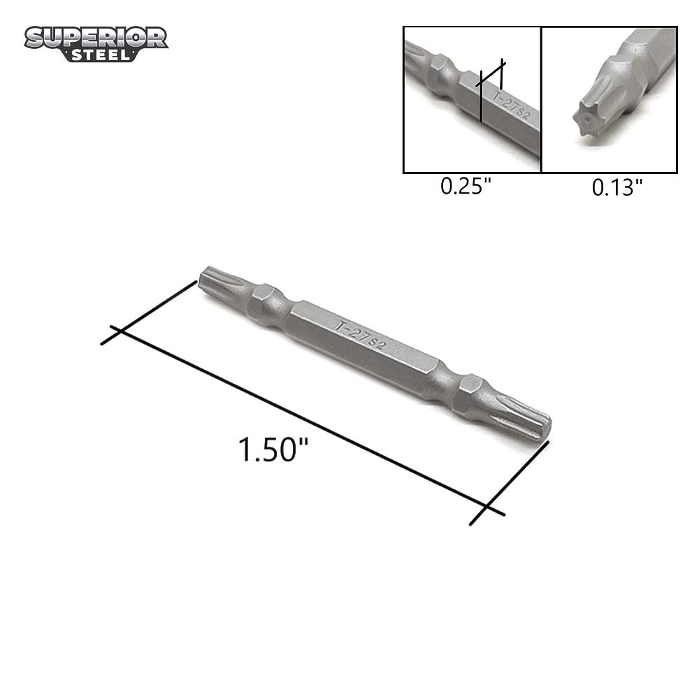 10 Display Pack - T27 Torx Double End Screwdriver Bits - 1.5" Long