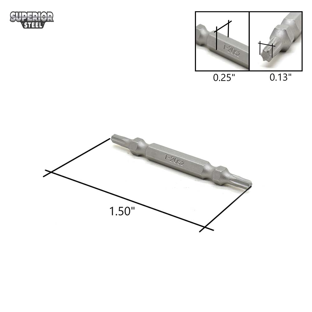 10 Display Pack - T20 Torx Double End Screwdriver Bits - 1.5" Long