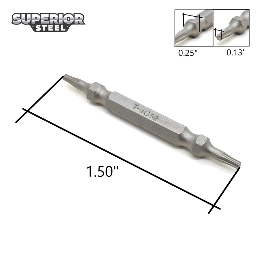 10 Display Pack - T10 Torx Double End Screwdriver Bits - 1.5" Long