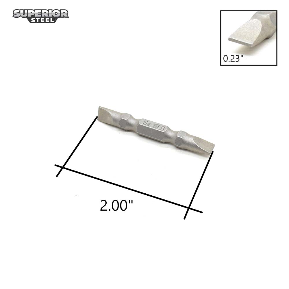 10 Display Pack - Slotted Double End Screwdriver Bits - 2" Long - 6mm Wide Slot