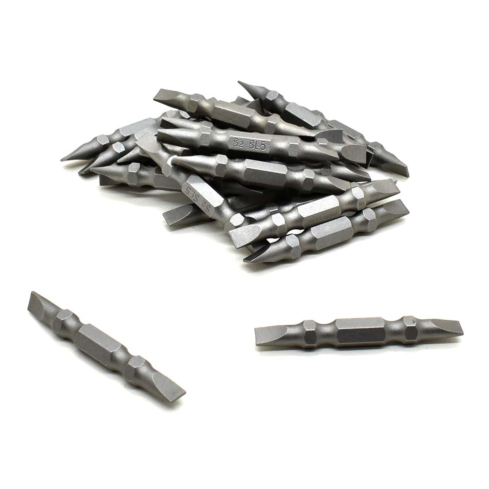 25 Display Pack - Slotted Double End Screwdriver Bits - 2" Long - 5mm Wide Slot