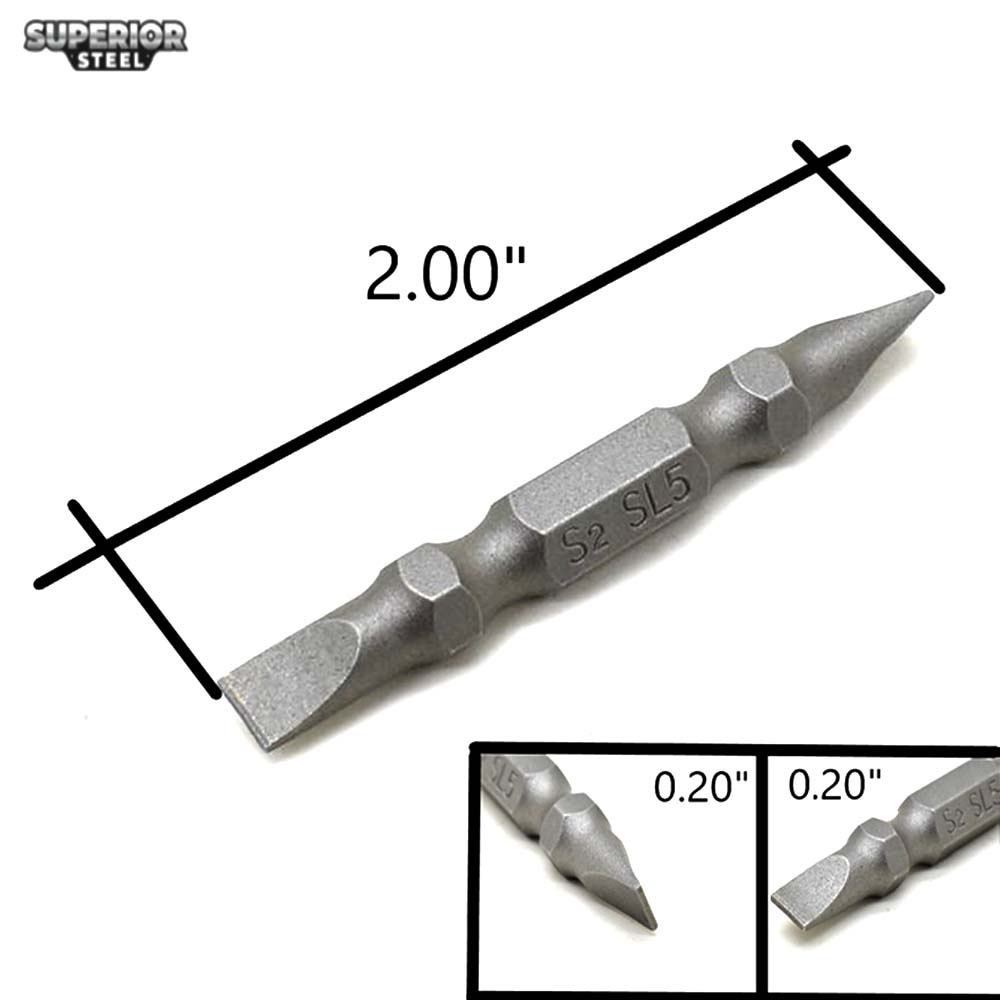10 Display Pack - Slotted Double End Screwdriver Bits - 2" Long - 5mm Wide Slot