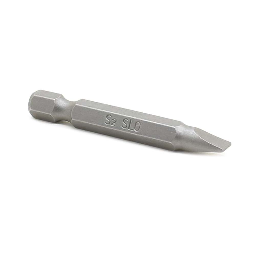 25 Display Pack - Single End Slotted Screwdriver Bits - 2 Inch Long - 6mm Wide Slot